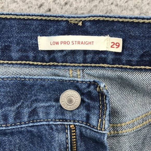 LEVIS Jeans Womens Size 29 Low Pro Straight Leg Distressed High Rise 100% Cotton - Picture 7 of 15
